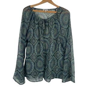 O'Neill Womens Long Sleeve Top Size XL Sheer Boho Peasant Ren Fair Fairy Grunge